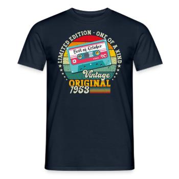 70th Birthday Cassette Best of October 1953 - Men's T-Shirt - navy - Front - AI Model Male 178 light (178cm)