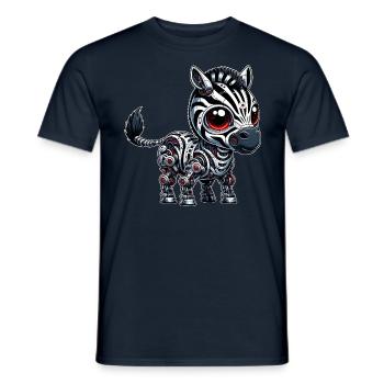 Cyborg Zebra: Roboter mit Roten Augen - Männer T-Shirt - Navy - Vorne - AI Model Male 178 light (178cm)