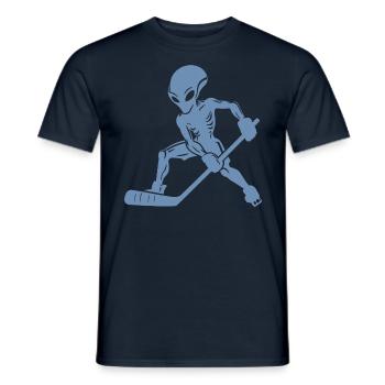 Alien Ice Hockey Player Silhouette Minimalist - Men's T-Shirt - navy - Front - AI Model Male 178 light (178cm)