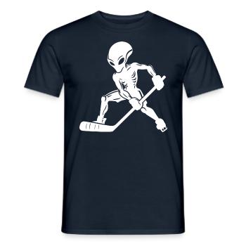 Alien Ice Hockey Player Silhouette Minimalist - Men's T-Shirt - navy - Front - AI Model Male 178 light (178cm)