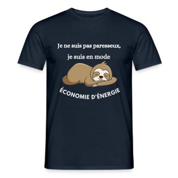 je ne suis pas paresseux - T-shirt homme - marine - Devant - AI Model Male 178 light (178cm)