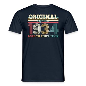 90e anniversaire Original avril né 1934 - T-shirt homme - marine - Devant - AI Model Male 178 light (178cm)
