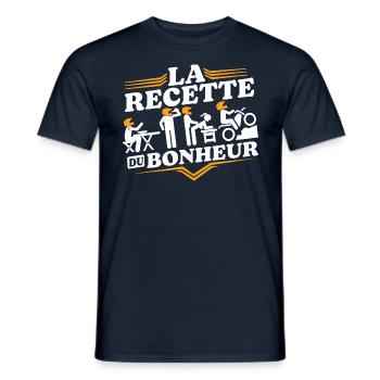 The recipe for happiness with motorcycle cross biker humor - Men's T-Shirt - navy - Front - AI Model Male 178 light (178cm)