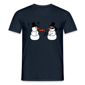 Böser Schneemann Überfall Räuber Föhn Lustig Raub - Männer T-Shirt - Navy - Vorne - AI Model Male 178 light (178cm)