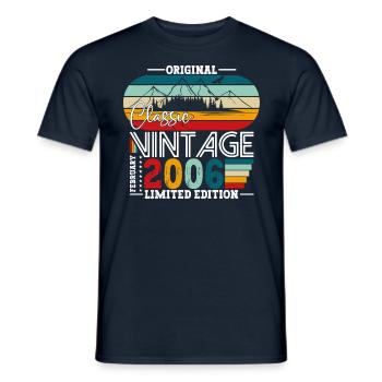 18e anniversaire Classique Février Millésime 2006 - T-shirt homme - marine - Devant - AI Model Male 178 light (178cm)