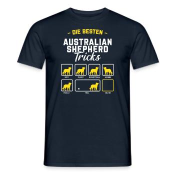 Australian Shepherd Hund Lustiges Hundehalter gift - Männer T-Shirt - Navy - Vorne - AI Model Male 178 light (178cm)