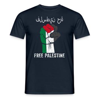 Free Palestine Support Palestine Libre drapeau - T-shirt homme - marine - Devant - AI Model Male 178 light (178cm)