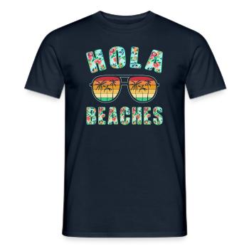 Hola Beaches Top Retro Sommer Strand Sonnenbrille - Männer T-Shirt - Navy - Vorne - AI Model Male 178 light (178cm)