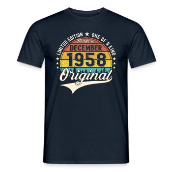 Cadeau original du 64e anniversaire de décembre 1958 - T-shirt homme - marine - Devant - AI Model Male 178 light (178cm)