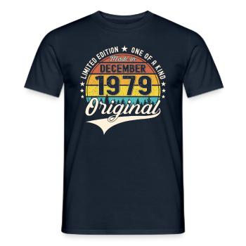 Cadeau original du 43e anniversaire de décembre 1979 - T-shirt homme - marine - Devant - AI Model Male 178 light (178cm)
