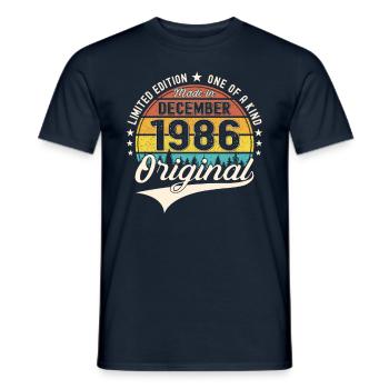 Original December 1986 36th Birthday Gift - Men's T-Shirt - navy - Front - AI Model Male 178 light (178cm)