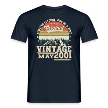 22nd Birthday Man May Vintage 2001Vintage - Men's T-Shirt - navy - Front - AI Model Male 178 light (178cm)