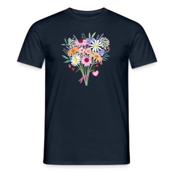 Bouquet with heart, customizable. - Men's T-Shirt - navy - Front - AI Model Male 178 light (178cm)