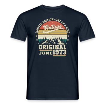 50th Birthday Man Original June Vintage 1973 - Men's T-Shirt - navy - Front - AI Model Male 178 light (178cm)