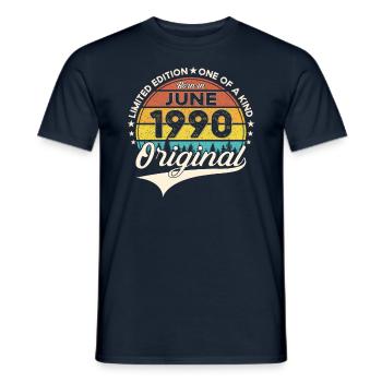 33rd Birthday Man Year 1990 Original June - Men's T-Shirt - navy - Front - AI Model Male 178 light (178cm)