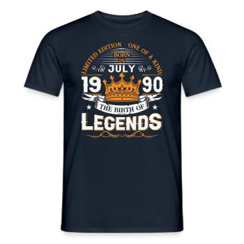 33rd Birthday Man July Vintage 1990 Legendary - Men's T-Shirt - navy - Front - AI Model Male 178 light (178cm)