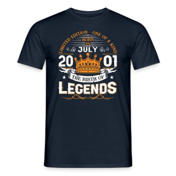 22nd Birthday Man July Vintage 2001 Legendary - Men's T-Shirt - navy - Front - AI Model Male 178 light (178cm)