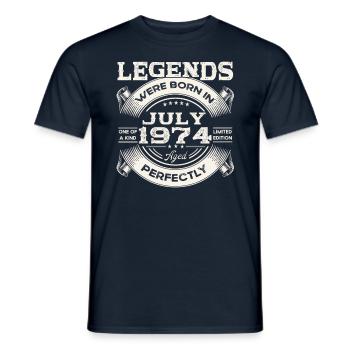 49th Birthday Man Legendary July Born 1974 - Men's T-Shirt - navy - Front - AI Model Male 178 light (178cm)