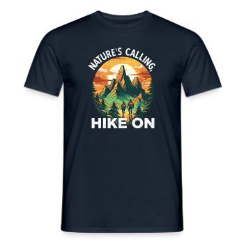 Nature's Calling Hike On Calling Hiking adventure - Men's T-Shirt - navy - Front - AI Model Male 178 light (178cm)