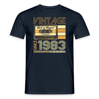 40th Birthday Man August Vintage 1983 Cassette - Men's T-Shirt - navy - Front - AI Model Male 178 light (178cm)