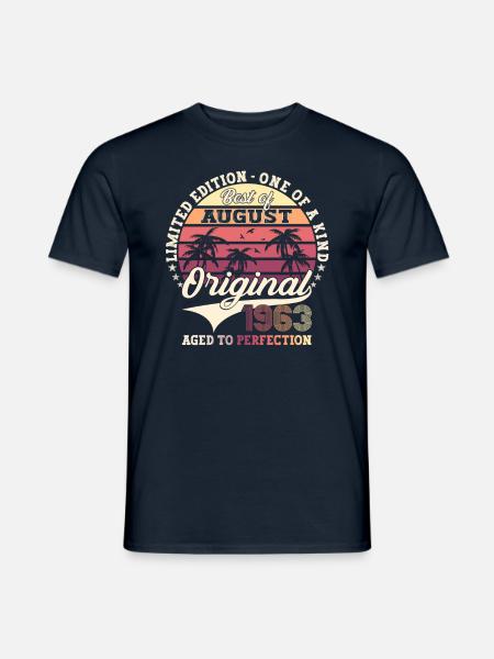 60. Geburtstag Mann Original August Jahrgang 1963 - Männer T-Shirt - Navy