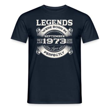 50th Birthday Legend September Born 1973 - Men's T-Shirt - navy - Front - AI Model Male 178 light (178cm)