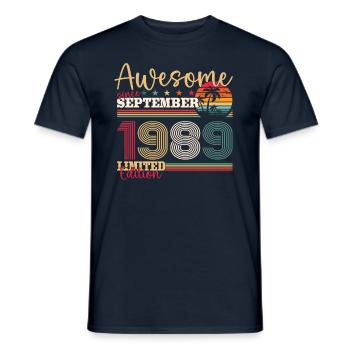 34ème Anniversaire Septembre Millésime 1989 Génial - T-shirt homme - marine - Devant - AI Model Male 178 light (178cm)