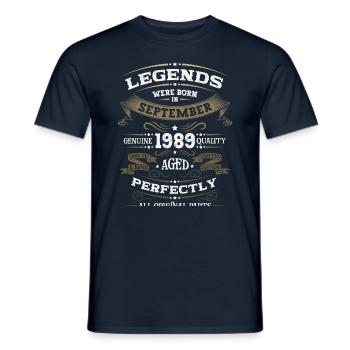 34ème anniversaire Légendaire Septembre Millésime 1989 - T-shirt homme - marine - Devant - AI Model Male 178 light (178cm)