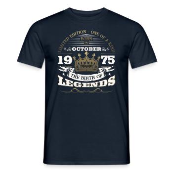 48th Birthday Man Legendary October Vintage 1975 - Men's T-Shirt - navy - Front - AI Model Male 178 light (178cm)