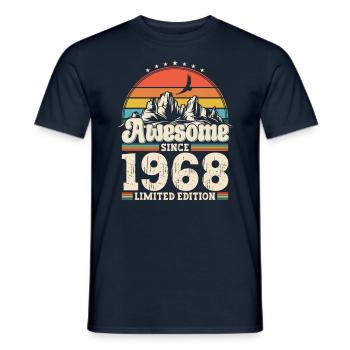 55e anniversaire mari Vintage 1968 Vintage rétro - T-shirt homme - marine - Devant - AI Model Male 178 light (178cm)