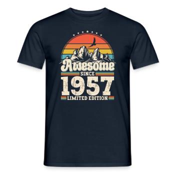 66e anniversaire mari Vintage 1957 Vintage rétro - T-shirt homme - marine - Devant - AI Model Male 178 light (178cm)