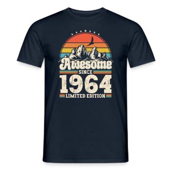 59e anniversaire mari Vintage 1964 Vintage rétro - T-shirt homme - marine - Devant - AI Model Male 178 light (178cm)