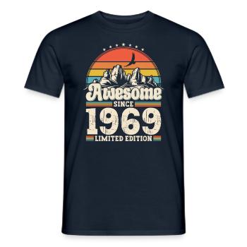 54e anniversaire mari Vintage 1969 Vintage rétro - T-shirt homme - marine - Devant - AI Model Male 178 light (178cm)