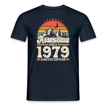 44e anniversaire mari Vintage 1979 Vintage rétro - T-shirt homme - marine - Devant - AI Model Male 178 light (178cm)
