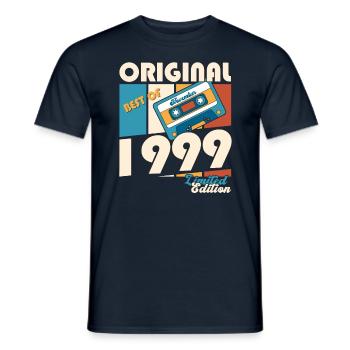 24e anniversaire novembre Vintage 1999 cassette - T-shirt homme - marine - Devant - AI Model Male 178 light (178cm)