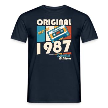 36e anniversaire Cassette Novembre Vintage 1987 - T-shirt homme - marine - Devant - AI Model Male 178 light (178cm)
