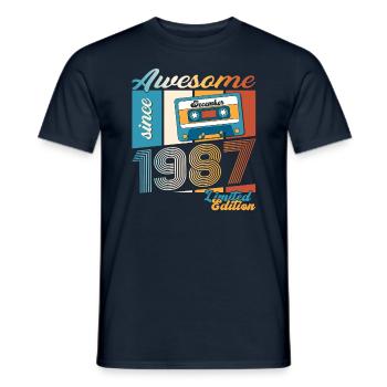 36e anniversaire Cassette décembre Vintage 1987 - T-shirt homme - marine - Devant - AI Model Male 178 light (178cm)