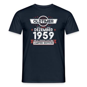 64. Geburtstag Oldtimer Dezember Jahrgang 1959 - Männer T-Shirt - Navy - Vorne - AI Model Male 178 light (178cm)