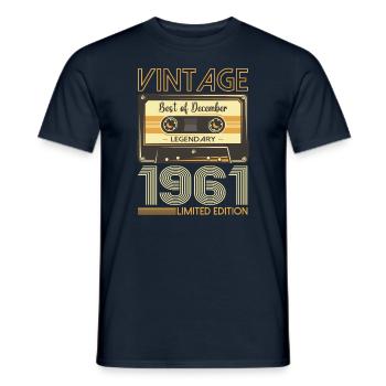 62e anniversaire décembre Vintage 1961 cassette - T-shirt homme - marine - Devant - AI Model Male 178 light (178cm)