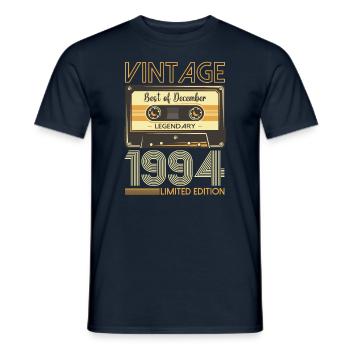 Cassette 29e anniversaire décembre Vintage 1994 - T-shirt homme - marine - Devant - AI Model Male 178 light (178cm)