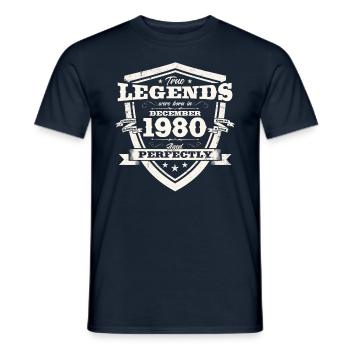 Décembre Millésime 1980 43ème Anniversaire Légende - T-shirt homme - marine - Devant - AI Model Male 178 light (178cm)