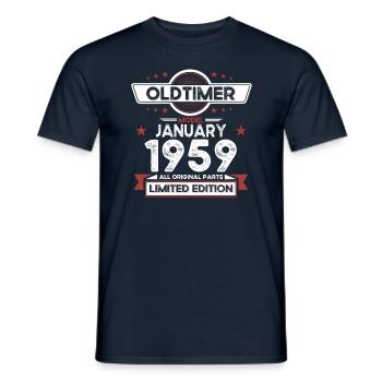 65. Geburtstag Oldtimer Januar Jahrgang 1959 - Männer T-Shirt - Navy - Vorne - AI Model Male 178 light (178cm)
