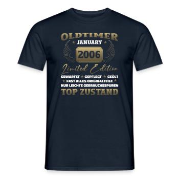 18. Geburtstag Oldtimer Januar Jahrgang 2006 - Männer T-Shirt - Navy - Vorne - AI Model Male 178 light (178cm)