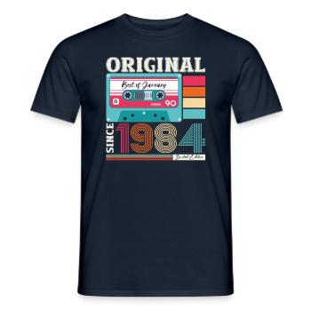 40e anniversaire Cassette janvier Vintage 1984 - T-shirt homme - marine - Devant - AI Model Male 178 light (178cm)