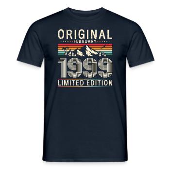 25e anniversaire Original Février Année 1999 - T-shirt homme - marine - Devant - AI Model Male 178 light (178cm)