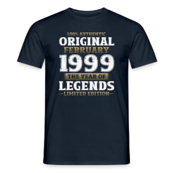 25e anniversaire Original Février Année 1999 - T-shirt homme - marine - Devant - AI Model Male 178 light (178cm)