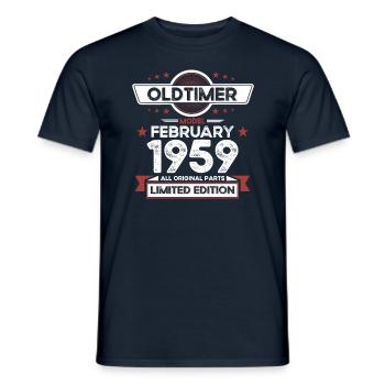 65. Geburtstag Oldtimer Februar Jahrgang 1959 - Männer T-Shirt - Navy - Vorne - AI Model Male 178 light (178cm)