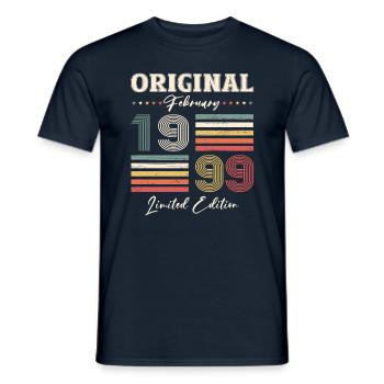 25e anniversaire Original Février Année 1999 - T-shirt homme - marine - Devant - AI Model Male 178 light (178cm)