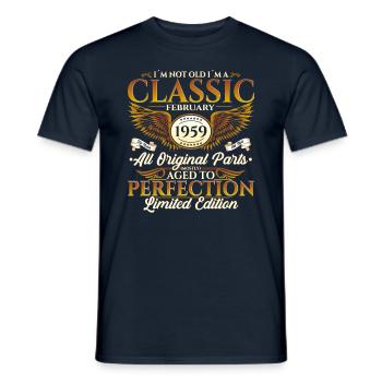 65. Geburtstag Oldtimer Februar Jahrgang 1959 - Männer T-Shirt - Navy - Vorne - AI Model Male 178 light (178cm)