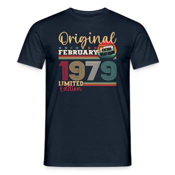45e anniversaire mari février Vintage 1979 cassette - T-shirt homme - marine - Devant - AI Model Male 178 light (178cm)